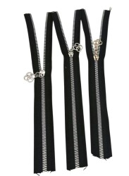 Angel Çanta Aksesuar Başlıklı Fermuar Set 30 Cm Gümüş Metal Siyah 3 Adet - Angel Çanta Aksesuar