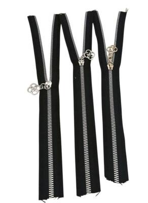 Angel Çanta Aksesuar Başlıklı Fermuar Set 30 Cm Gümüş Metal Siyah 3 Adet - 1