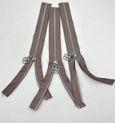 Angel Çanta Aksesuar Başlıklı Fermuar Set 30 Cm Gümüş Metal Vizon 3 Adet - 1