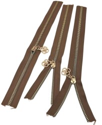 Angel Çanta Aksesuar Başlıklı Fermuar Set 30 Cm Light Gold Metal Vizon 3 Adet - Angel Çanta Aksesuar