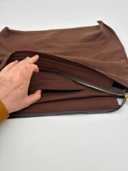 Angel Çanta Aksesuar 30x25 Cm Dikilmiş Fermuarlı Astar Koyu Kahve Renk - 2