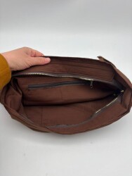 Angel Çanta Aksesuar 30x25 Cm Dikilmiş Fermuarlı Astar Koyu Kahve Renk - 3