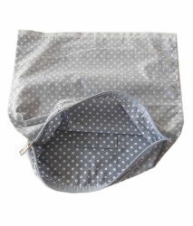 Angel Çanta Aksesuar 38X38 Cm Dikilmiş Halde Fermuarlı Astar Gri Puantiyeli - Angel Çanta Aksesuar