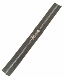 Angel Çanta Aksesuar Başlıklı Fermuar 40 Cm Gümüş Metal Haki - Angel Çanta Aksesuar