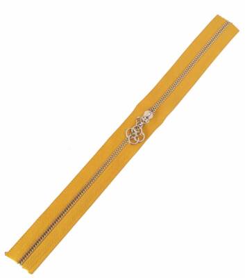 Angel Çanta Aksesuar Başlıklı Fermuar 40 Cm Gümüş Metal Hardal Sarı - 1