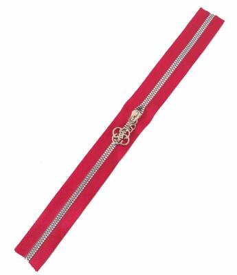 Angel Çanta Aksesuar Başlıklı Fermuar 40 Cm Gümüş Metal Kırmızı - 1