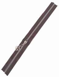 Angel Çanta Aksesuar Başlıklı Fermuar 40 Cm Gümüş Metal Koyu Kahve - Angel Çanta Aksesuar