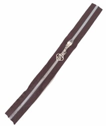 Angel Çanta Aksesuar Başlıklı Fermuar 40 Cm Gümüş Metal Koyu Vizon - Angel Çanta Aksesuar
