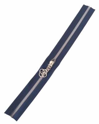 Angel Çanta Aksesuar Başlıklı Fermuar 40 Cm Gümüş Metal Lacivert - 1