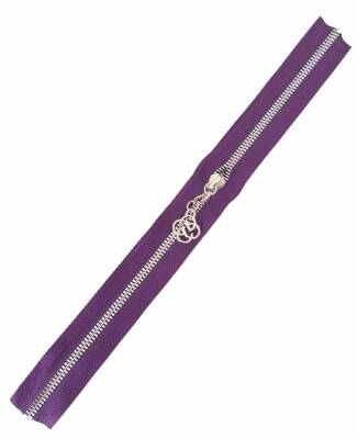 Angel Çanta Aksesuar Başlıklı Fermuar 40 Cm Gümüş Metal Mor - 1