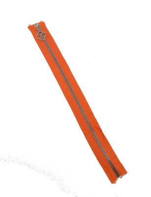 Angel Çanta Aksesuar Başlıklı Fermuar 40 Cm Gümüş Metal Turuncu - 1