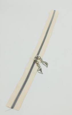 Angel Çanta Aksesuar Çift Başlı Krem Fermuar Gümüş Metal 40 Cm - 1