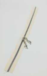 Angel Çanta Aksesuar Çift Başlı Krem Fermuar Gümüş Metal 40 Cm - Angel Çanta Aksesuar