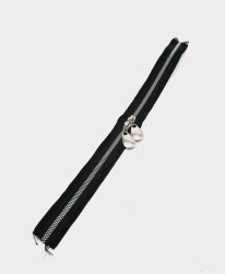 Angel Çanta Aksesuar Çift Başlı Siyah Fermuar Gümüş Metal 40 Cm - Angel Çanta Aksesuar
