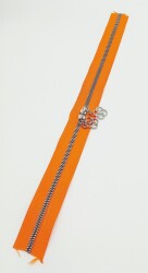 Angel Çanta Aksesuar Çift Başlı Turuncu Fermuar Gümüş Metal 40 Cm - Angel Çanta Aksesuar