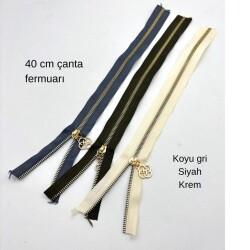 Angel Çanta Aksesuar 40 Cm Fermuar Set Light Gold Metal Koyu Gri, Siyah, Krem Renk - Angel Çanta Aksesuar