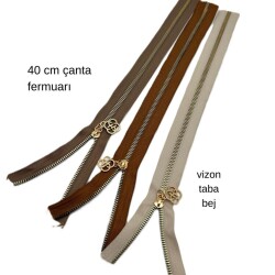 Angel Çanta Aksesuar 40 Cm Fermuar Set Light Gold Metal Taba, Bej, Vizon Renk - Angel Çanta Aksesuar