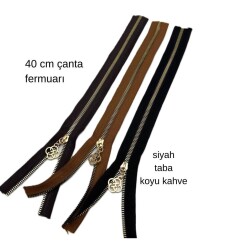 Angel Çanta Aksesuar 40 Cm Fermuar Set Light Gold Metal Taba, Siyah, Koyu Kahve Renk - Angel Çanta Aksesuar