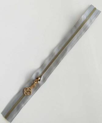 Angel Çanta Aksesuar Başlıklı Fermuar 40 Cm Light Gold Metal Açık Gri - 1