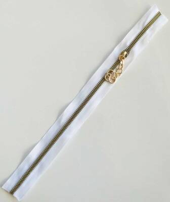 Angel Çanta Aksesuar Başlıklı Fermuar 40 Cm Light Gold Metal Beyaz - 1