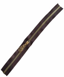 Angel Çanta Aksesuar Başlıklı Fermuar 40 Cm Light Gold Metal Koyu Kahve - Angel Çanta Aksesuar