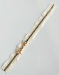 Angel Çanta Aksesuar Başlıklı Fermuar 40 Cm Light Gold Metal Krem - Angel Çanta Aksesuar