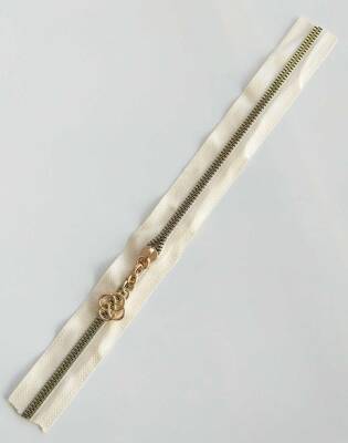 Angel Çanta Aksesuar Başlıklı Fermuar 40 Cm Light Gold Metal Krem - 1