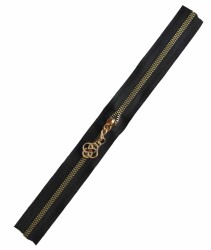 Angel Çanta Aksesuar Başlıklı Fermuar 40 Cm Light Gold Metal Siyah - Angel Çanta Aksesuar