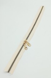 Angel Çanta Aksesuar Çift Başlı Krem Fermuar Light Gold Metal 40 Cm - Angel Çanta Aksesuar