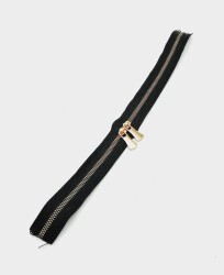 Angel Çanta Aksesuar Çift Başlı Siyah Fermuar Light Gold Metal 40 Cm - Angel Çanta Aksesuar