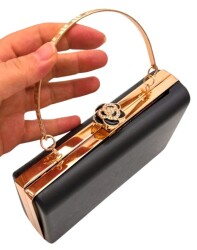 Angel Çanta Aksesuar Abiye Çanta Kalıbı Gül Model Light Gold Metalli (NOT:ÇANTA DEĞİLDİR) - Angel Çanta Aksesuar