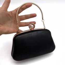 Angel Çanta Aksesuar Abiye Çanta Kalıbı İncili Taşlı Tutmalı Model Light Gold Metalli (NO:23) (NOT:ÇANTA DEĞİLDİR) - Angel Çanta Aksesuar