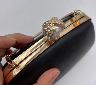 Angel Çanta Aksesuar Abiye Çanta Kalıbı İncili Taşlı Tutmalı Model Light Gold Metalli (NO:23) (NOT:ÇANTA DEĞİLDİR) - 2