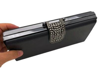 Angel Çanta Aksesuar Abiye Çanta Kalıbı Taşlı Kapak Model Füme Metalli (NOT:ÇANTA DEĞİLDİR) - 2