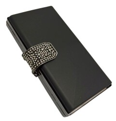 Angel Çanta Aksesuar Abiye Çanta Kalıbı Taşlı Kapak Model Füme Metalli (NOT:ÇANTA DEĞİLDİR) - Angel Çanta Aksesuar