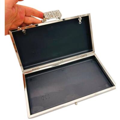 Angel Çanta Aksesuar Abiye Çanta Kalıbı Taşlı Kapak Model Gümüş Metalli (NOT:ÇANTA DEĞİLDİR) - 3