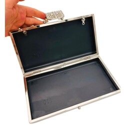 Angel Çanta Aksesuar Abiye Çanta Kalıbı Taşlı Kapak Model Gümüş Metalli (NOT:ÇANTA DEĞİLDİR) - 3