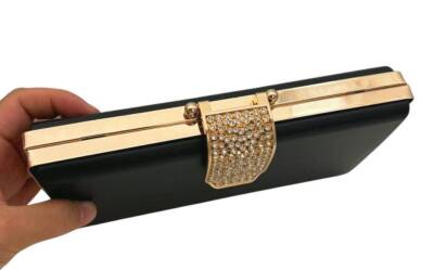 Angel Çanta Aksesuar Abiye Çanta Kalıbı Taşlı Kapak Model Light Gold Metalli - 2