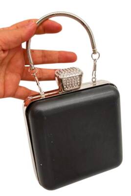 Angel Çanta Aksesuar Abiye Çanta Kalıbı Taşlı Kare Model Gümüş Metalli (NOT:ÇANTA DEĞİLDİR) - 4