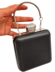 Angel Çanta Aksesuar Abiye Çanta Kalıbı Taşlı Kare Model Gümüş Metalli (NOT:ÇANTA DEĞİLDİR) - 5