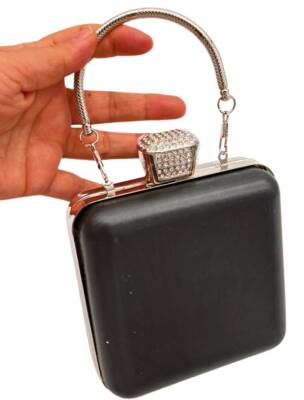 Angel Çanta Aksesuar Abiye Çanta Kalıbı Taşlı Kare Model Gümüş Metalli (NOT:ÇANTA DEĞİLDİR) - 5