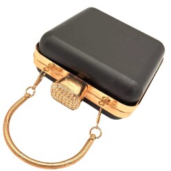 Angel Çanta Aksesuar Abiye Çanta Kalıbı Taşlı Kare Model Light Gold Metalli (NOT:ÇANTA DEĞİLDİR) - 4