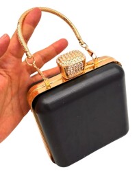 Angel Çanta Aksesuar Abiye Çanta Kalıbı Taşlı Kare Model Light Gold Metalli (NOT:ÇANTA DEĞİLDİR) - 7