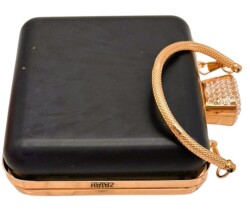 Angel Çanta Aksesuar Abiye Çanta Kalıbı Taşlı Kare Model Light Gold Metalli (NOT:ÇANTA DEĞİLDİR) - 3