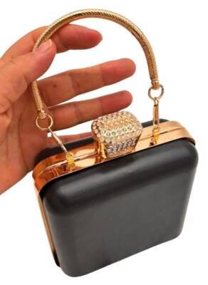 Angel Çanta Aksesuar Abiye Çanta Kalıbı Taşlı Kare Model Light Gold Metalli (NOT:ÇANTA DEĞİLDİR) - 6