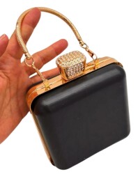 Angel Çanta Aksesuar Abiye Çanta Kalıbı Taşlı Kare Model Light Gold Metalli (NOT:ÇANTA DEĞİLDİR) - 8