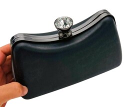 Angel Çanta Aksesuar Abiye Çanta Kalıbı Tektaşlı Füme Metalli (NO:65) (NOT:ÇANTA DEĞİLDİR) - Angel Çanta Aksesuar