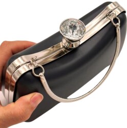 Angel Çanta Aksesuar Abiye Çanta Kalıbı Tektaşlı Gümüş Metalli (NO:65) (NOT:ÇANTA DEĞİLDİR) - Angel Çanta Aksesuar