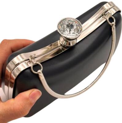 Angel Çanta Aksesuar Abiye Çanta Kalıbı Tektaşlı Gümüş Metalli (NO:65) (NOT:ÇANTA DEĞİLDİR) - 1