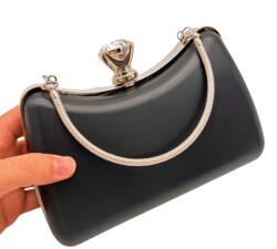 Angel Çanta Aksesuar Abiye Çanta Kalıbı Tektaşlı Gümüş Metalli (NO:65) (NOT:ÇANTA DEĞİLDİR) - 5